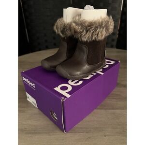 Pediped Baby Toddler Girls Mia Boots Brown w/ Fur Brand New in Box Size‎ 4 - 4.5